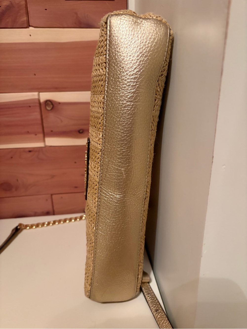 Michael Kors Metallic Gold Woven Crossbody Bag